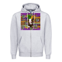 Heather Grey mardi gras cow Zipper Hoodie - Artiststas