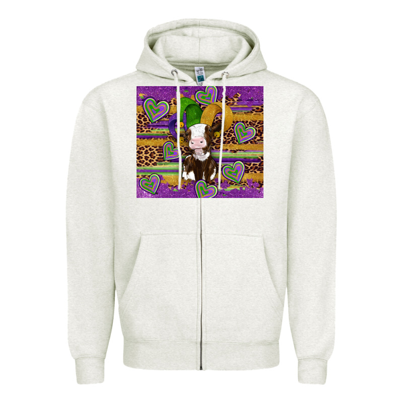 Mardi Gras Cow Zipper Hoodie by Artiststas | Teevron