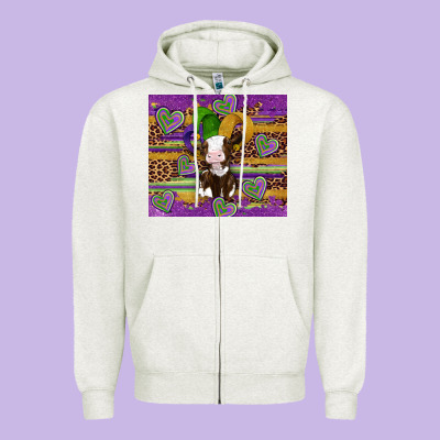 Mardi Gras Cow Zipper Hoodie Designed By Artiststas