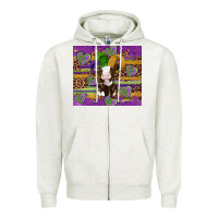 Oatmeal Heather mardi gras cow Zipper Hoodie - Artiststas