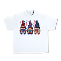 White 4th Of July gnomies with stars Urban Heavy Tee - HowdyJamesFarm