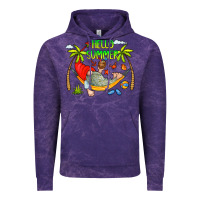 Cloud Purple Hello Summer Vintage Hoodie - CowCowDesign