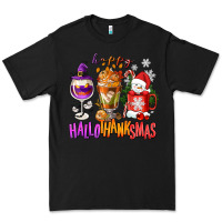 Black Happy Hallothanksmas wine glass and coffee Premium Tee - NancyCooperArtShop
