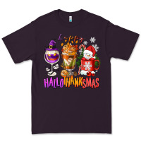 Plum Happy Hallothanksmas wine glass and coffee Premium Tee - NancyCooperArtShop