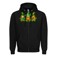 Black st patricks day gnomes with western hearts and shamrocks Zipper Hoodie - Artiststas