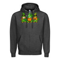 Charcoal Heather st patricks day gnomes with western hearts and shamrocks Zipper Hoodie - Artiststas