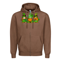 Chestnut st patricks day gnomes with western hearts and shamrocks Zipper Hoodie - Artiststas