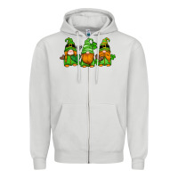 Dove Grey st patricks day gnomes with western hearts and shamrocks Zipper Hoodie - Artiststas
