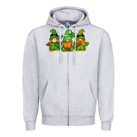 Heather Grey st patricks day gnomes with western hearts and shamrocks Zipper Hoodie - Artiststas