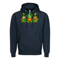 Navy st patricks day gnomes with western hearts and shamrocks Zipper Hoodie - Artiststas