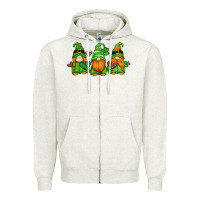 Oatmeal Heather st patricks day gnomes with western hearts and shamrocks Zipper Hoodie - Artiststas