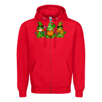 Red st patricks day gnomes with western hearts and shamrocks Zipper Hoodie - Artiststas