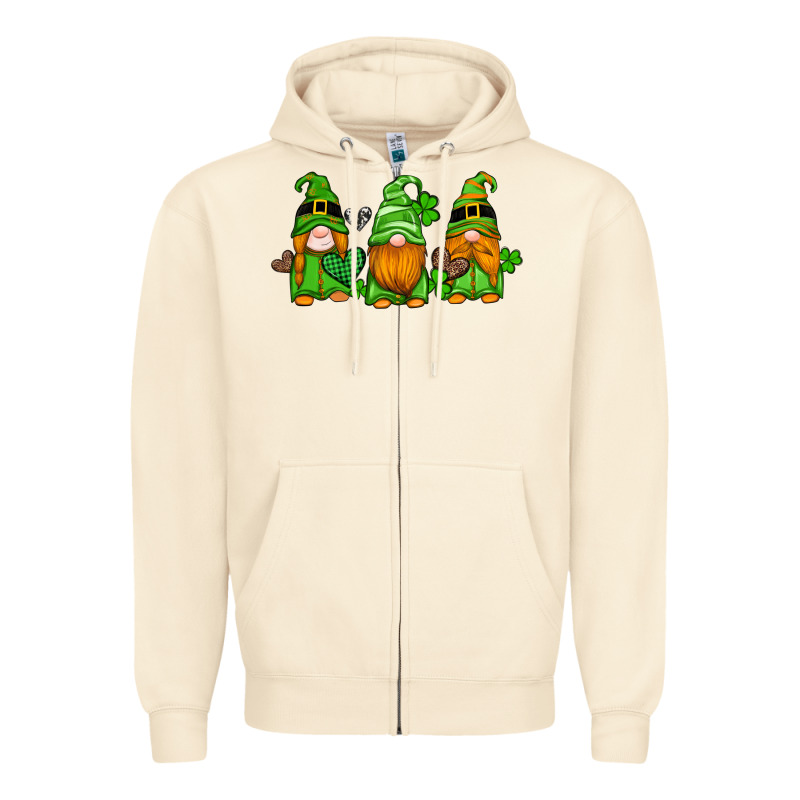 St Patricks Day Gnomes With Western Hearts And Shamrocks Zipper Hoodie by Artiststas | Teevron