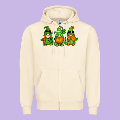 St Patricks Day Gnomes With Western Hearts And Shamrocks Zipper Hoodie Designed By Artiststas