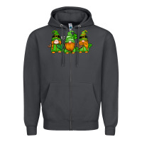 Smoke st patricks day gnomes with western hearts and shamrocks Zipper Hoodie - Artiststas