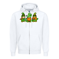 White st patricks day gnomes with western hearts and shamrocks Zipper Hoodie - Artiststas