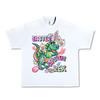 White Easter Saurus Rex Easter Day Urban Heavy Tee - CowGirlArtShop