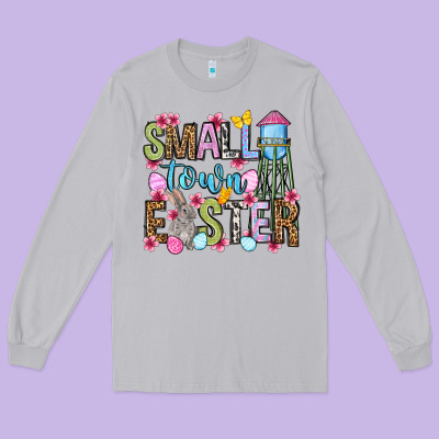 Easter Day Small Town Easter Long Sleeve Tee Designed By Oliviacreatesart