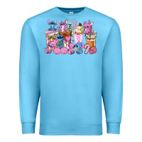 Ocean Blue stitch and lilo pink christmas coffee cups Premium Sweatshirt - AdoDesignShop