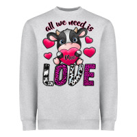 Heather Grey All We Need İs Moo Love Heavyweight Sweatshirt - SublimationCraftShop