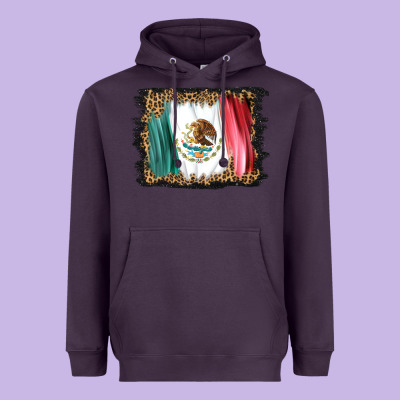 Distressed Mexico Flag Heavyweight Hoodie Designed By Barkaloodesign