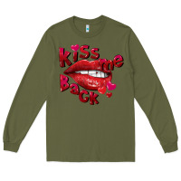 Army Green Kiss me back Valentine's Day Long Sleeve Tee - FaDigitalArtStudio