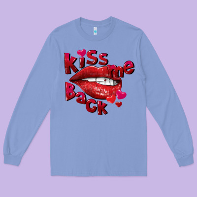 Kiss Me Back Valentine's Day Long Sleeve Tee Designed By Fadigitalartstudio