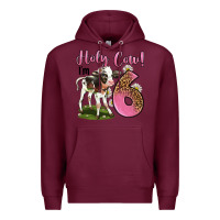 Burgundy holy cow i'm 6 years old Premium Hoodie - LillyAllenDesigns