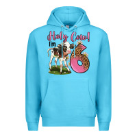 Ocean Blue holy cow i'm 6 years old Premium Hoodie - LillyAllenDesigns