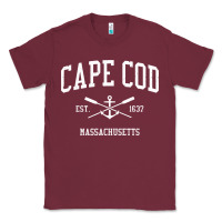 Burgundy Cape Cod MA Vintage Crossed Oars & Boat Anchor Sports Sweat Classic Tee - longCreatives