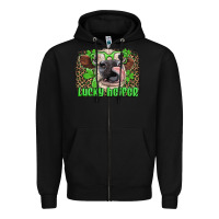 Black lucky heifer with glasses st patricks Zipper Hoodie - Artiststas