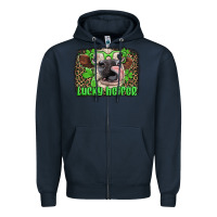 Navy lucky heifer with glasses st patricks Zipper Hoodie - Artiststas