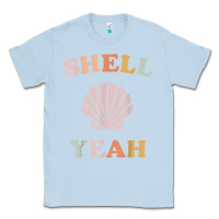 Dusty Blue vintage retro shell yeah beach tropical vacation gifts t shirt Classic Tee - longCreatives
