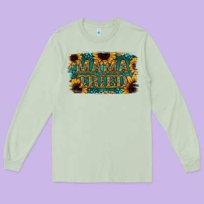Sunflower Serappe Turquoise Gemstone Mama Tried Long Sleeve Tee Designed By Jasminsmagicworld