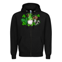 Black st patricks day gnome with western hearts Zipper Hoodie - Artiststas