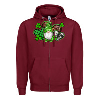 Burgundy st patricks day gnome with western hearts Zipper Hoodie - Artiststas