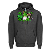 Charcoal Heather st patricks day gnome with western hearts Zipper Hoodie - Artiststas