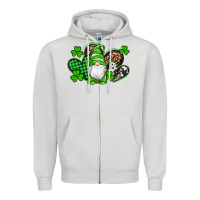 Dove Grey st patricks day gnome with western hearts Zipper Hoodie - Artiststas
