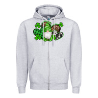 Heather Grey st patricks day gnome with western hearts Zipper Hoodie - Artiststas