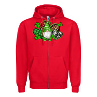 St Patricks Day Gnome With Western Hearts Zipper Hoodie | Teevron