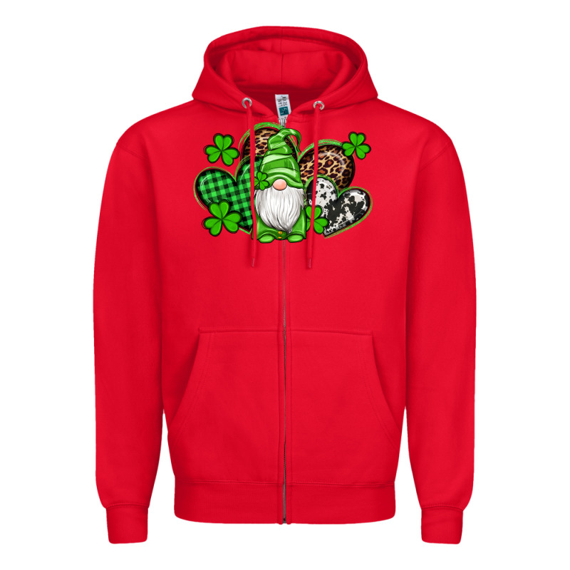 St Patricks Day Gnome With Western Hearts Zipper Hoodie by Artiststas | Teevron