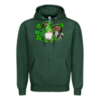 Sports Green st patricks day gnome with western hearts Zipper Hoodie - Artiststas