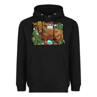 Black western cactus highland cow Heavyweight Hoodie - BarkalooDesign