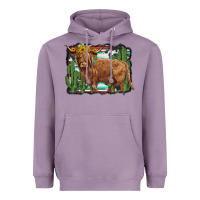 Lavender western cactus highland cow Heavyweight Hoodie - BarkalooDesign