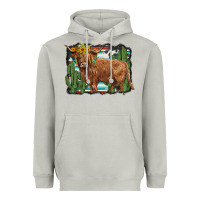 Moon Dust western cactus highland cow Heavyweight Hoodie - BarkalooDesign