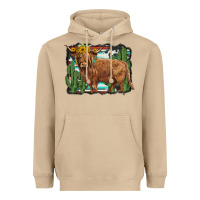 Mushroom western cactus highland cow Heavyweight Hoodie - BarkalooDesign
