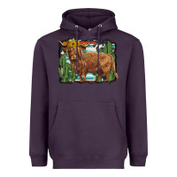 Western Cactus Highland Cow Heavyweight Hoodie | Teevron