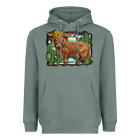 Sage western cactus highland cow Heavyweight Hoodie - BarkalooDesign