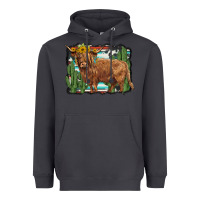 Smoke western cactus highland cow Heavyweight Hoodie - BarkalooDesign