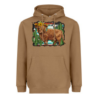 Toasted Coconut western cactus highland cow Heavyweight Hoodie - BarkalooDesign